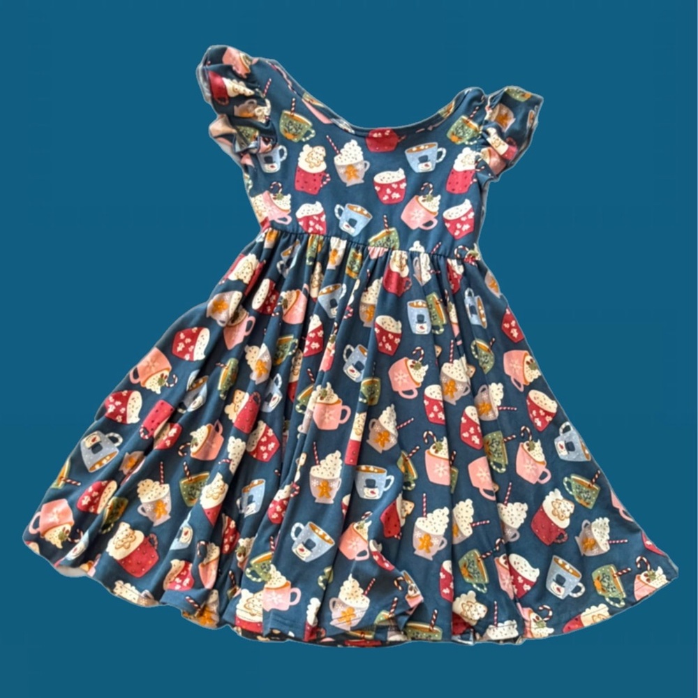 Dot Dot Smile DDS Empire Twirl Hot Cocoa Christmas Design Dress - Size 5/6
